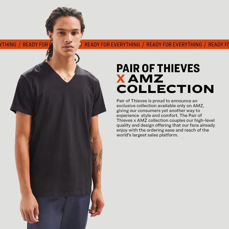 Pair of Thieves Men's 3 Pack V-Neck T-Shirt, Black, Small - Image 4